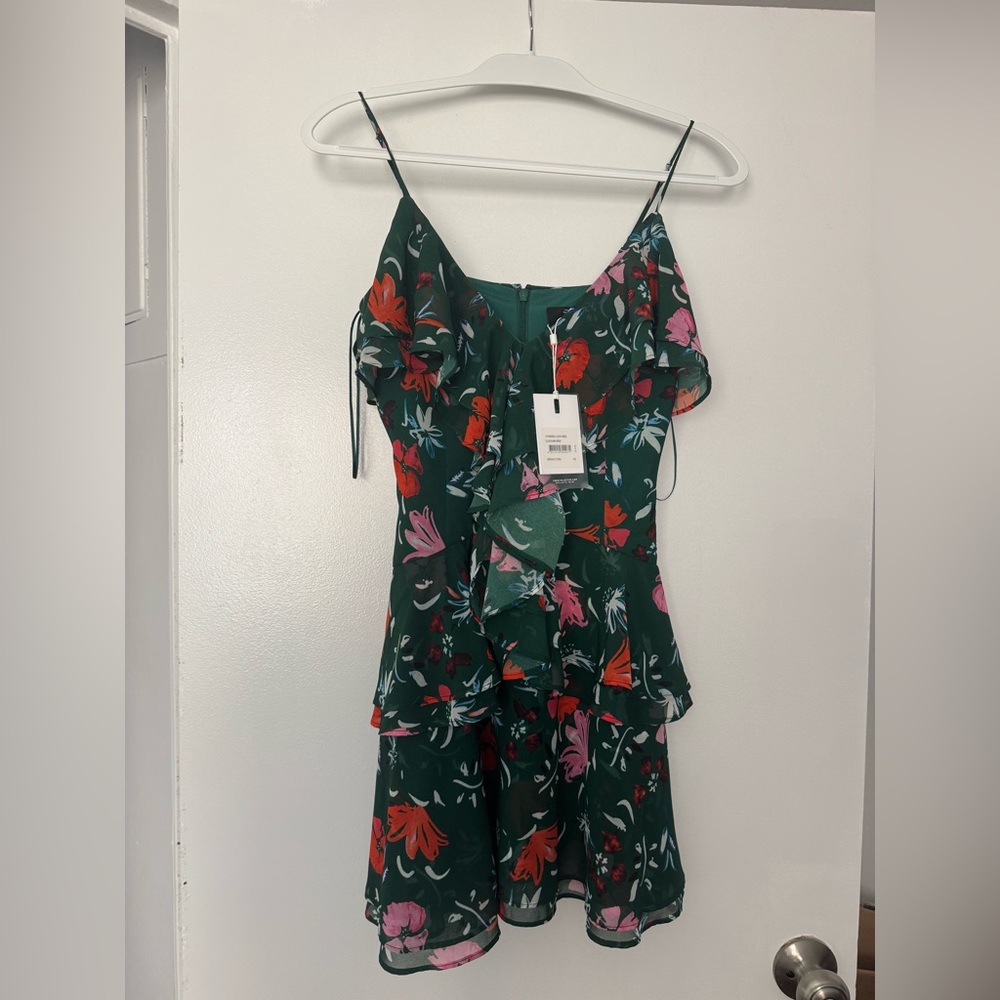 C/MEO Collective Green Floral Mini Dress